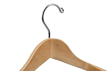DEILSY™ Natural Suit Hangers for Men with Non-Slip Pants Bar & 360° Swivel Hook - Smooth Finish Wooden Coat Hangers, Heavy Duty Wooden Hanger – Pack of 6 - color: Natural
