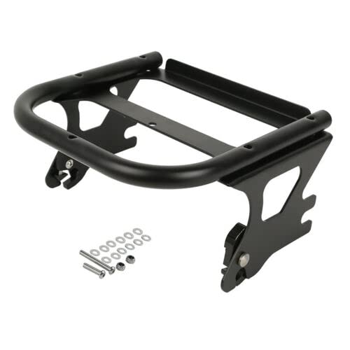 TCMT King Motorcycle Trunk Backrest Two Up Mounting Rack Fit For Harley Touring 1997-2008 Electra Glide Road Glide Street Glide Pack - color: No Speaker Holes: Style B Black Rack