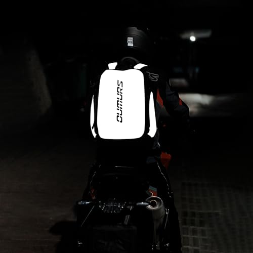 Oumurs Reflective Backpack 1800D Water-resistant Oxford Cloth Backpack Laptop Backpack for Motorcycle, Travel, Cycling, Work, Sport, Hiking, Gym, Black