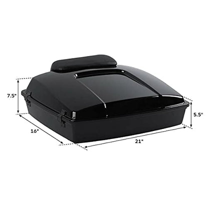 TCMT 5.5" Razor Motorcycle Trunk Box Backrest Pad Metal Base Plate Fit For Harley Touring 2009-2013 Road Glide Road King Street Glide Pack - color: BLack Lacthes Trunk+Backrest+Plate