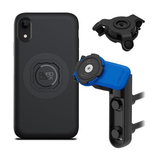 Quad Lock Brake/Clutch Motorcycle Phone Mount with Vibration Dampener and MAG Phone Case for iPhone XR - size: iPhone XR