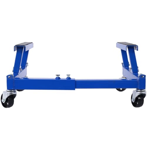 1500LB Heavy Duty Motorcycle Dolly - ATV/UTV Engine Cradle Stand with 360° Swivel Casters, Adjustable Steel Shop Dolly for Bike Maintenance & Storage (Blue + Steel)