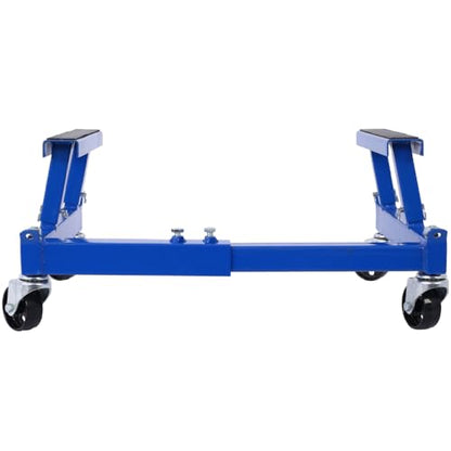 1500LB Heavy Duty Motorcycle Dolly - ATV/UTV Engine Cradle Stand with 360° Swivel Casters, Adjustable Steel Shop Dolly for Bike Maintenance & Storage (Blue + Steel)