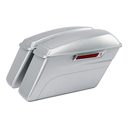 HR3 Brilliant Silver Pearl Hard Saddlebags Compatible with 2015 Electra Glide Ultra Classic FLHTCU (Replace for OEM) Fit for 2014-2023 Harley Touring Models - color: Brilliant Silver Pearl
