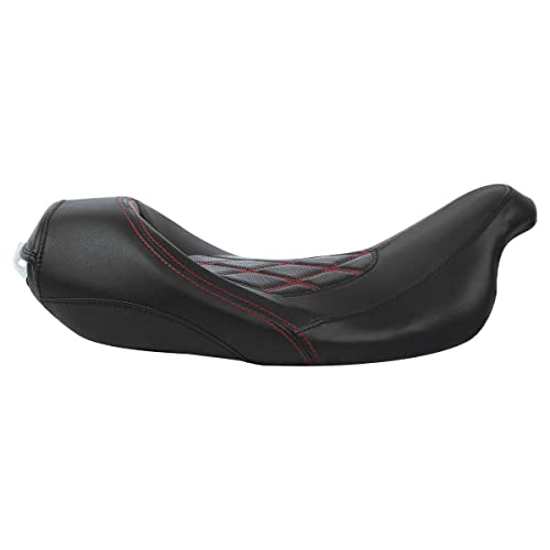 TCT-MOTORPARTS Low-Profile Driver Seat Front Solo Seat Fits for Harley Touring 2009-2023 Electra Street Road Glide CVO Road King Red Stitching - color: Driver Seat Red