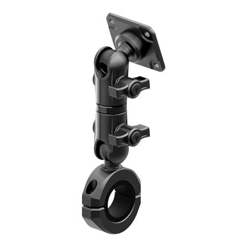 Tackform Black Motorcycle GPS/Tuner Mount - 4-Hole AMPS Pattern | BC3 Universal Clamp Fits 7/8" to 1-1/4" Handlebars | Aluminum | Compatible with Garmin Zumo, Dynojet Tuner, More | Long Reach Arm - color: Black, size: 7/8" to 1-1/4"