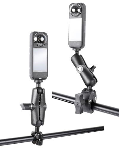 xik Action Camera Mount - 2-in-1 Super Clamp for Bike & Motorcycle Handlebars, ATV, Compatible with 1/4" Thread Action Cams (Fits Insta360 X5 X4 X3 RS, GoPro Hero 12-5, Max & More)