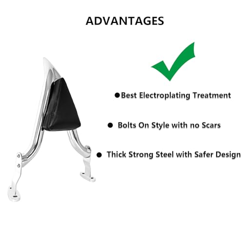 16" Chrome Road Glide 3 & Freewheeler Sissybar Pad Motorcycle Passenger Backrest Sissy Bar for Harley Davidson FLRT FLTRT 2015-2024 - color: Chrome