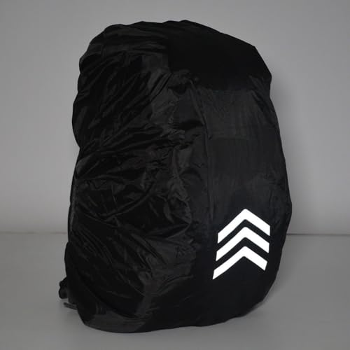 Reflective Backpack Rain Cover Waterproof Bag for 8-70L Hiking Camping Cycling Night Safety with Elastic Straps Black(S) - size: S