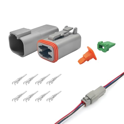 DT 4 Pin Connector Kit, 16 AWG Automotive Waterproof Electrical Plug 4 Way Male Female Socket, DT04-4P DT06-4S Connectors with Crimp Wire Terminals for Car Truck Motorcycle - color: 4 Pin