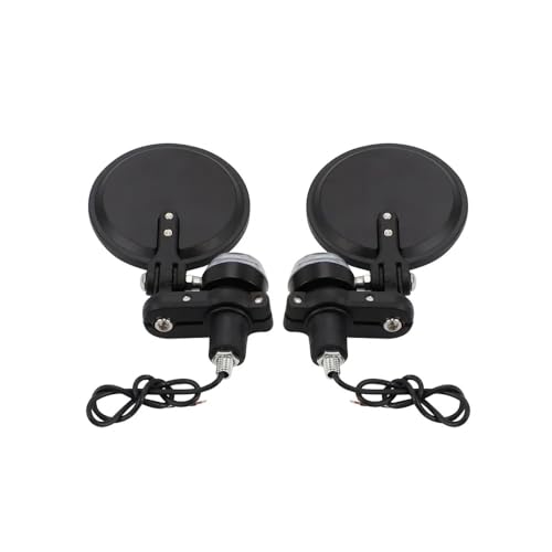 1 Pair Motorcycle Rearview Mirrors Foldable Round 7/8" Bar End Side Mirrors With LED Turn Signals For Bike mirror + light