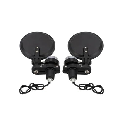 1 Pair Motorcycle Rearview Mirrors Foldable Round 7/8" Bar End Side Mirrors With LED Turn Signals For Bike mirror + light