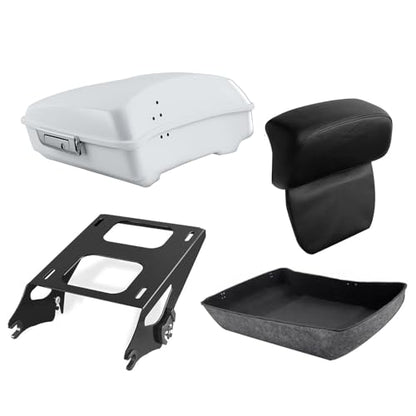 TCT-MOTORPARTS Chopped Luggage Kit w/Backrest Pad +Black Two-Up Mounting Rack Fit For Harley Touring Street Glide 2014-2024 Stone Washed White Pearl - color: Fit for Stone Washed White Pearl #2