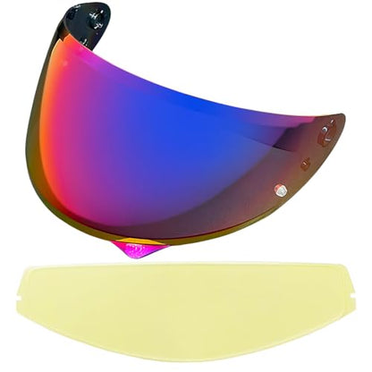 HJ-34P Helmet Visor Replacement for HJC C10.Motorcycle Helmet Shield UV Protection Compatible with HJC C10 (Revo Rose Red+Anti Fog Film) - color: Anti Fog Film+revo Rose Red