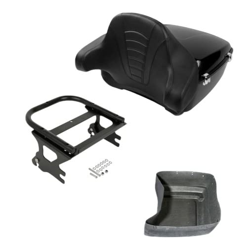 TCMT King Motorcycle Trunk Backrest Two Up Mounting Rack Fit For Harley Touring 1997-2008 Electra Glide Road Glide Street Glide Pack - color: No Speaker Holes: Style C Black Rack