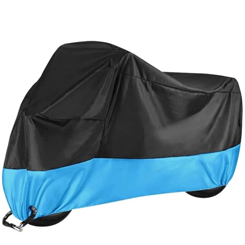 Waterproof All Season Motorcycle Cover Dustproof UV Protective Motorbike Rain Wear-Resistant Fabric Outdoor Moto(Blue,L for 1801mm-2000mm) - color: Blue, size: L for 1801mm-2000mm
