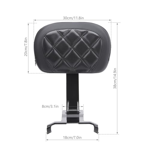 Motorcycle Rear Passenger Backrest Fit for Can-Am Ryker 600/900/Rally Edition 2019-2026, Ryker Sport 2022-2026, 15 Inches Detachable Backrest Pad with Mount Kit, Replace #219400843 (Black Line) - color: Black Line