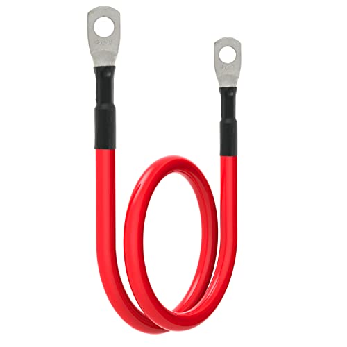 6 AWG Battery Cables 6 Gauge Battery Power Inverter Cable with 5/16 Inch Tinned Copper Lugs Both Ends for Solar Marine Boat RV Car Motorcycle 2 pcs (18 in) - size: 18 in