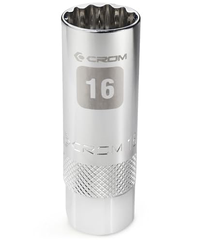 CROM Magnetic Spark Plug Socket - 3/8" Drive Spark Plug Removal Tool (16mm Magnetic Thin Wall) - size: 16mm Magnetic Thin Wall