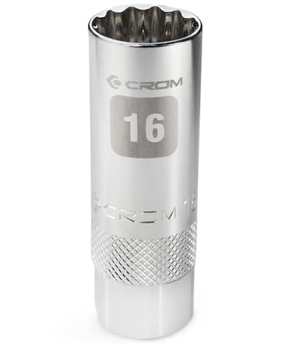 CROM Magnetic Spark Plug Socket - 3/8" Drive Spark Plug Removal Tool (16mm Magnetic Thin Wall) - size: 16mm Magnetic Thin Wall