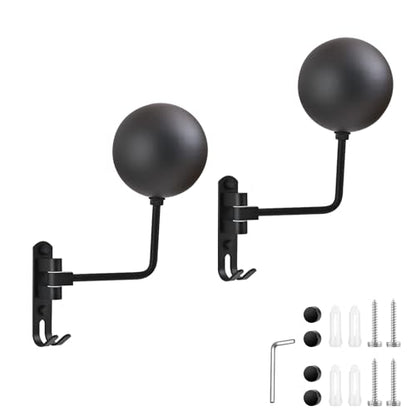 Helmet Hanger Wall Mount, Helmet Holder 180° Rotation Metal material Helmet Rack with Double Hook for Football Helmet, Bicycle Helmet, Hat, Cap, Sportswear, Motorcycle Accessories (2 PCS)