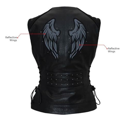 Milwaukee Leather Women's Classic Biker Vest - Premium Leather, Zipper Front, Concealed Carry, Rider Fit Design - color: Black-black, size: 5X-Large