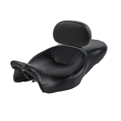 XFMT Motorcycle Hammock Driver & Passenger Seat w/Rider Backrest Pad For Harley Touring 2009-2023 Road King Street Glide Electra Glide FLHR FLHX FLTRX - color: Black Seat + Rider Backrest