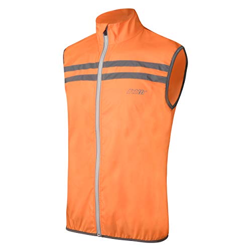 bpbtti Men's Hi-Viz Safety Running Cycling Vest Sleeveless Windbreaker vests- Windproof and Reflective - color: Orange, size: Large