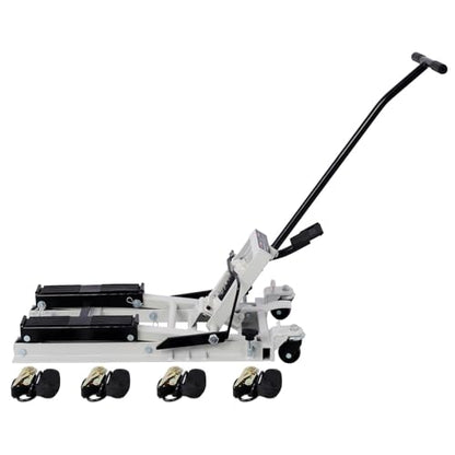 1500 Lbs Capacity Hydraulic Motorcycle Lift Jack - Gray Steel ATV Scissor Lift Table with Wheels and Safety Features