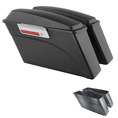 XFMT Motorcycle Saddlebags Hard Saddle Bags W/Chrome Latches & Liner For Harley Touring Road King Street Glide Road Glide Electra Glide 1993-2013, Matte Black - color: Matte Black, size: Standard