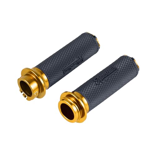 Advanblack AXION Performance Grips, Cable Throttle Hand Grips Compatible with Harley Touring Road Glide Street Glide, Softail - color: Gold
