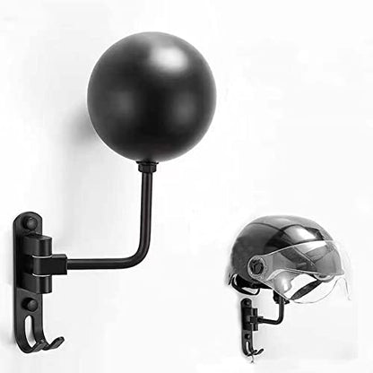 Motorcycle Helmet Rack,Helmet Holder for Bike，Helmet Holder Wall Mount 180 Degree Rotation Helmet Hanger with 2 Hooks for Motorcycle Bike Coats, Caps, Baseballs, Rugby Helmet