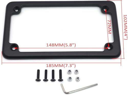 Billet Aluminum Motorcycle License Plate Frame 7x4 Inch Black Finish Fits Custom Chopper Springer Mini Bike Universal Axle Mount Applications - color: Black, size: Classic