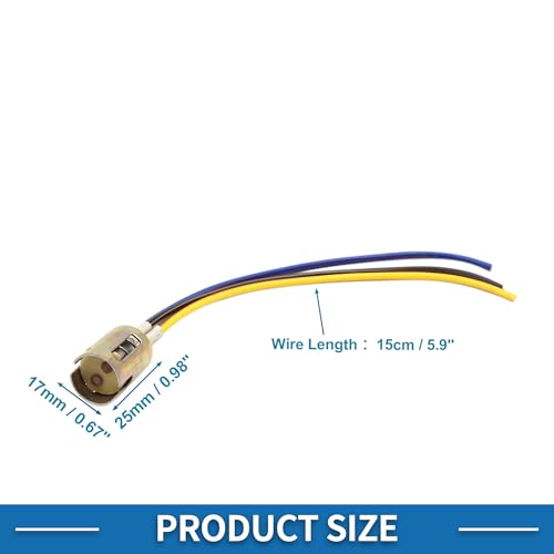 1157 LED Motorcycle Brake Stop Light Extension Wire Socket Holder Adapter Connector Durable Plastic Metal Bronze Tone (Set of 3)