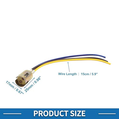 1157 LED Motorcycle Brake Stop Light Extension Wire Socket Holder Adapter Connector Durable Plastic Metal Bronze Tone (Set of 3)