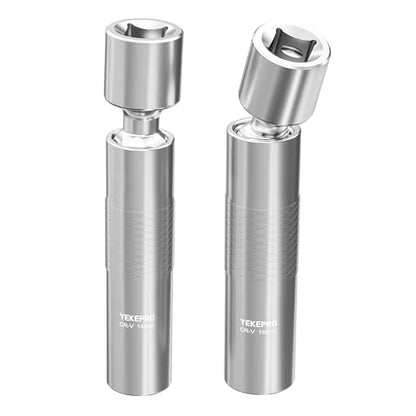 14mm & 16mm Thin Wall Magnetic Swivel Spark Plug Socket, 3/8-Inch Drive 12-Point Spark Plug Socket Removal Tool 360-degree Rotation, for Maximize Flexibility - size: 14mm&16mm, 4", 12-Point