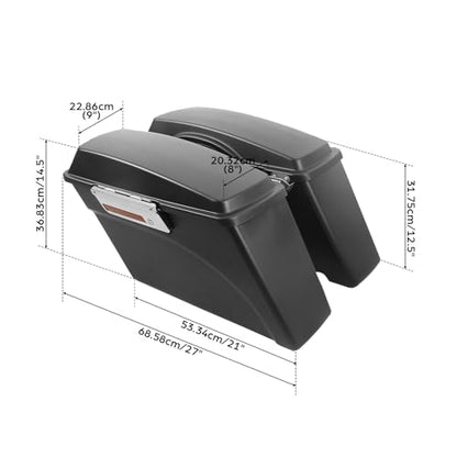 TCMT Hard Saddle bags Trunk w/Lid Latch Key & Liners Carpet Insert Fits For Harley HD Touring CVO Road Glide Road King Street Glide Electra Glide Ultra Classic 1994-2013 - color: Matte Black Chrome Latches#A