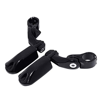 SLMOTO Streamliner Footpegs+Short Angled Adjustable Highway Peg Mount Kit Fits for Street Glide Road King Electra Glide with 1.25" Engine Guard 1 1/4 Highway Bar Black - color: Black