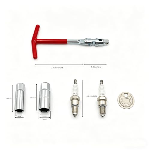 Spark Plug Socket Wrench,6MM(5/8")&21MM (13/16") Remover Installer，Spark Plug Measuring Tool，F6RTC Spark Plug Replacement Part 2，For Motorcycles, Lawn Mowers, And Small Motor Vehicles, Etc