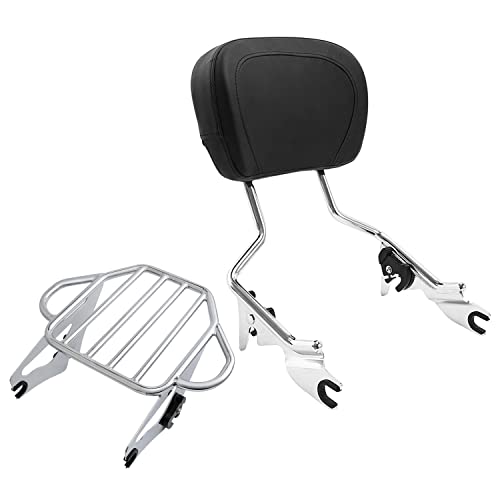 Chrome Detachable Passenger Backrest Sissy Bar Upright w/ 2 Up Luggage Rack Fits for Harley Touring Road King Street Road Electra Glide 2009-2025 2021 2021 2018 - color: Chrome #3