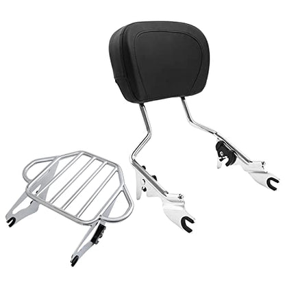 Chrome Detachable Passenger Backrest Sissy Bar Upright w/ 2 Up Luggage Rack Fits for Harley Touring Road King Street Road Electra Glide 2009-2025 2021 2021 2018 - color: Chrome #3