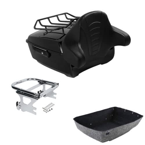 TCMT King Motorcycle Trunk Box Backrest Two Up Mounting Rack Top Rack Fit For Harley Touring 1997-2008 Electra Glide Road Glide Street Glide Pack - color: No Speaker Holes: Style F Chrome Rack