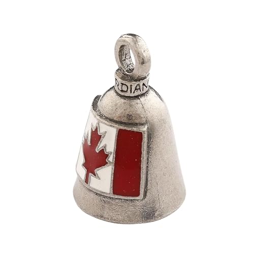 Guardian Bell Canadian Good Luck Bell w/Keyring & Black Velvet Gift Bag | Motorcycle Bell | Lead-Free Pewter | Made in USA - color: Canadian Flag