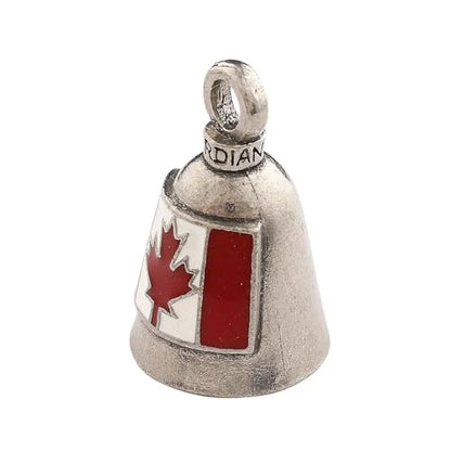 Guardian Bell Canadian Good Luck Bell w/Keyring & Black Velvet Gift Bag | Motorcycle Bell | Lead-Free Pewter | Made in USA - color: Canadian Flag