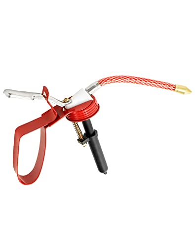 QWORK Steel Pistol Type Oiler - 12 OZ (400ML) Capacity Manual Pump Oil Can, Red, Flexible Tube, 2 Pack