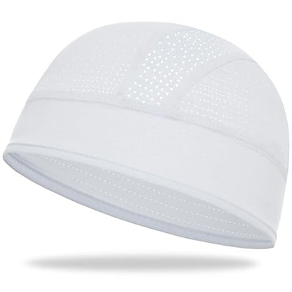 Cooling Skull Cap Helmet Liner-Lightweigh Mesh Sweat Wicking Beanie Caps for Hard Hat,Motorcycle,Cycling,Running - color: 1-white