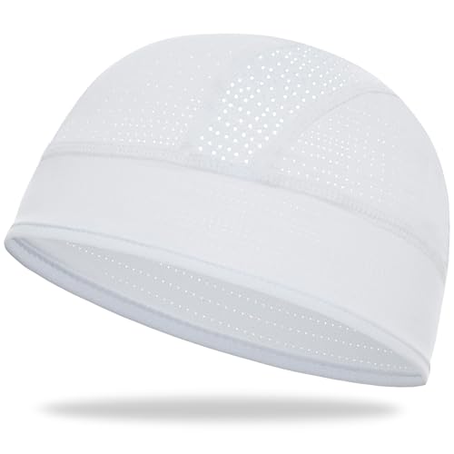 Cooling Skull Cap Helmet Liner-Lightweigh Mesh Sweat Wicking Beanie Caps for Hard Hat,Motorcycle,Cycling,Running - color: 1-white