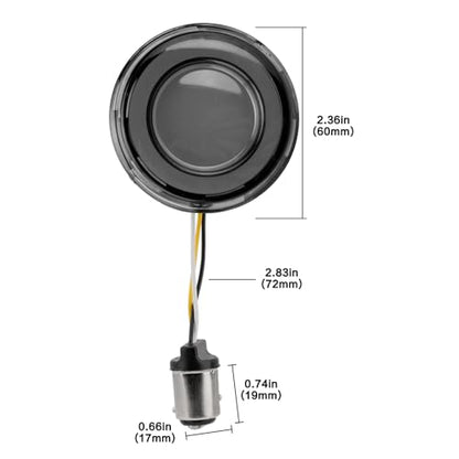 Motorcycle 1157 LED Turn Signal Light Front Rear 2 Inch Bullet Smoked Lens Compatible with Harley Softail Touring Dyna Fat Boy Sportster Road King Electra Glide - color: 1157[Smoke+White/Yellow/Front]