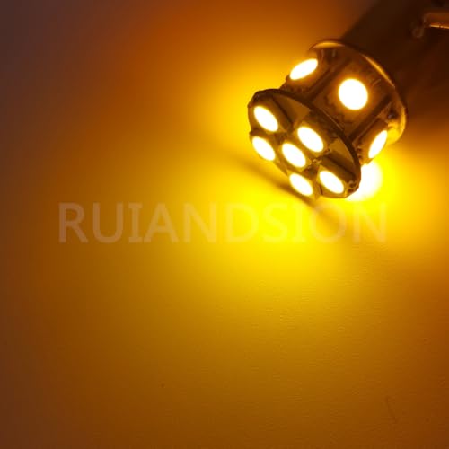 Ruiandsion 2pcs 6V BAU15S 5050 12SMD Yellow/Amber LED Light Bulbs for Reverse Lights Turn Signal Lights Tail Lights,Non-polarity - color: Amber, size: BAU15S