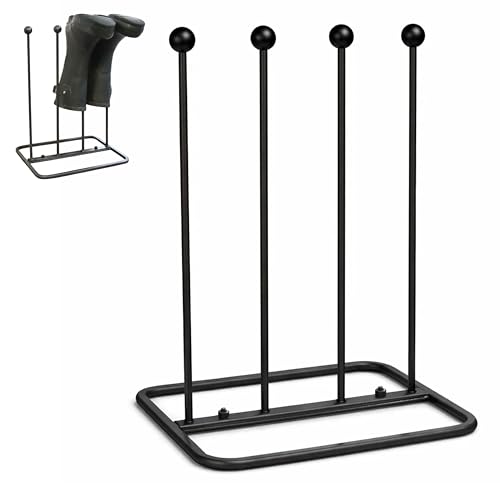 ARSUK Boot Rack Shoe Organizer for Tall Welly Boots - Free-Standing cowboy Boot Storage, Rain Boots Holder Stand, 10mm Thick Wrought Iron, Matt Black for Closet, Entryway, Garage (2 Pair) - color: 2 Pair Boot Rack